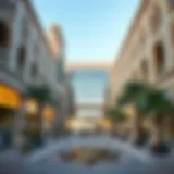 Stunning facade of Al Seef Mall showcasing traditional Emirati architecture