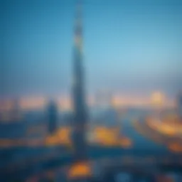 Panoramic view of Carson Tower towering over Dubai