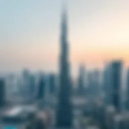 Stunning view of Tiger Tower against Dubai skyline