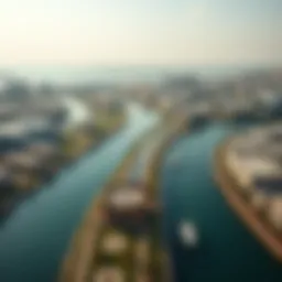 Aerial view showcasing the Binghatti Canal and surrounding developments in Dubai