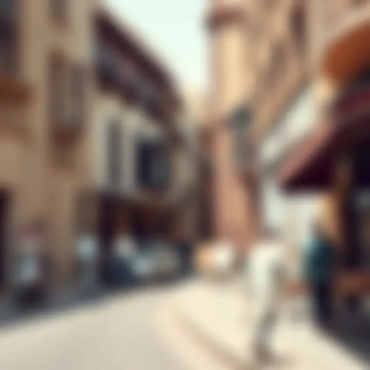 Charming street in Bur Dubai with traditional architecture and local shops