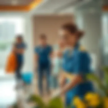 Professional Maid Service Team in Action Professional maid service team providing cleaning solutions