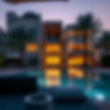 Stunning view of a luxury hotel with private pool