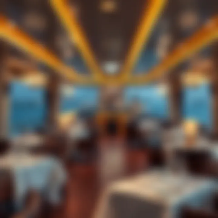 Luxurious interior of a dhow cruise showcasing elegant dining settings