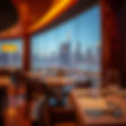 Luxurious dining setting overlooking Dubai Marina