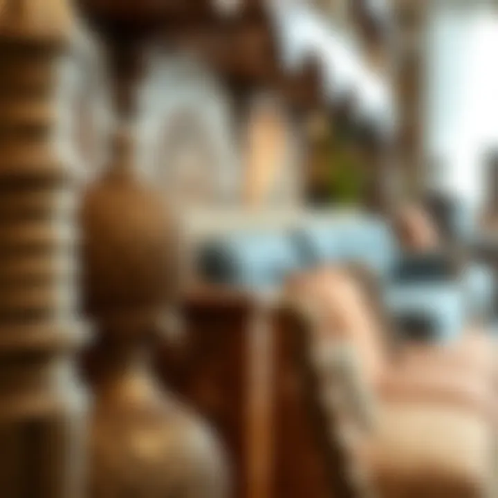 A close-up of unique furniture items highlighting intricate designs and details