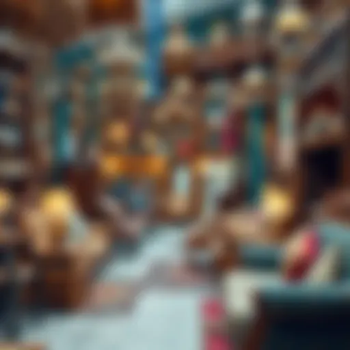A vibrant display of traditional and contemporary furniture styles in the Naif market