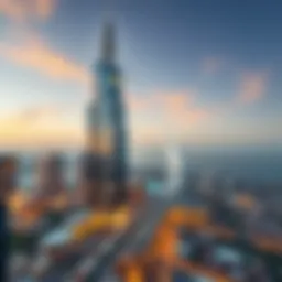 A panoramic view of Shams Tower showcasing its modern architecture