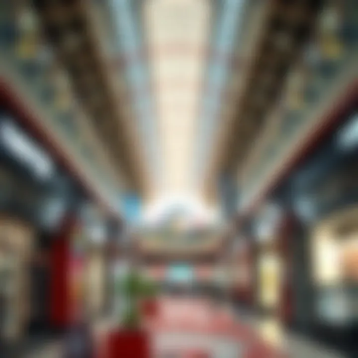 Interior shot of the bustling retail space filled with diverse stores