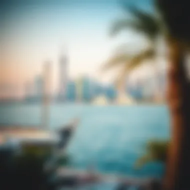 Dubai Skyline from Marina Beach A picturesque view of the skyline from Marina Beach