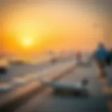 A serene view of Marina Beach during sunset
