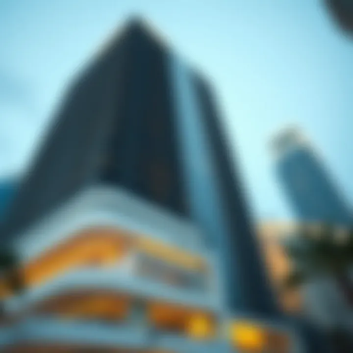 Close-up of Nassima Tower's modern architecture