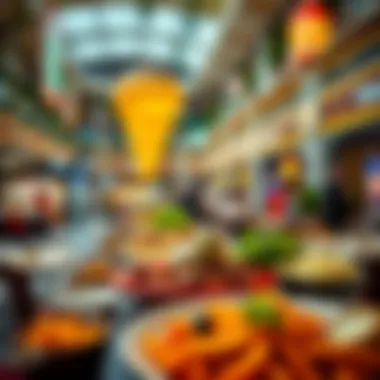 Culinary Delights at Shrooq Mall A vibrant dining area filled with various international cuisines